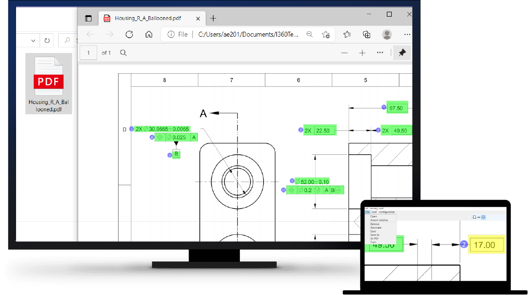 Technical drawing with dimensional annotations showing IrisX capabilities
